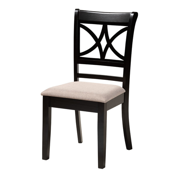 Baxton Studio Baxton Studio Brooke 5-Piece Modern Dining Set in Beige Fabric & Dark Brown Wood for Stylish Spaces Rosie-Sand/Dark Brown-5PC Dining Set