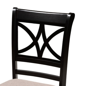 Baxton Studio Baxton Studio Brooke 5-Piece Modern Dining Set in Beige Fabric & Dark Brown Wood for Stylish Spaces Rosie-Sand/Dark Brown-5PC Dining Set