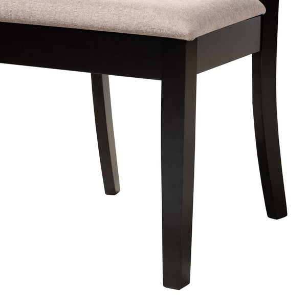 Baxton Studio Baxton Studio Brooke 5-Piece Modern Dining Set in Beige Fabric & Dark Brown Wood for Stylish Spaces Rosie-Sand/Dark Brown-5PC Dining Set