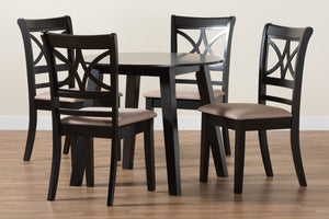 Baxton Studio Baxton Studio Brooke 5-Piece Modern Dining Set in Beige Fabric & Dark Brown Wood for Stylish Spaces Rosie-Sand/Dark Brown-5PC Dining Set