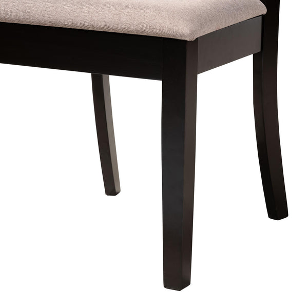 Baxton Studio Baxton Penny 5-Piece Dining Set – Compact Mid-Century Round Table With Plush Upholstered Chairs Penny-Sand/Dark Brown-5PC Dining Set