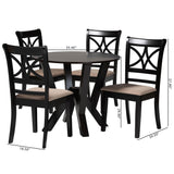 Baxton Studio Mari Modern Beige Fabric and Dark Brown Finished Wood 5-Piece Dining Set