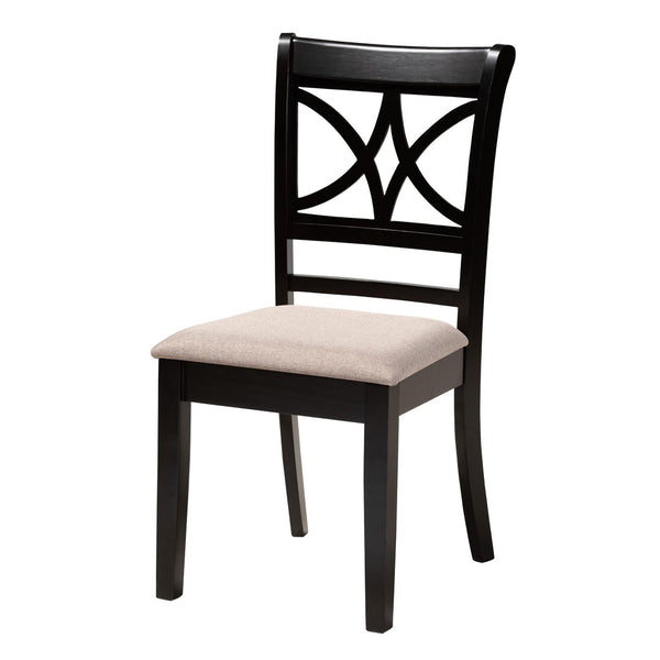 Baxton Studio Baxton Studio Mari 5-Piece Modern Dining Set: Beige Fabric & Dark Wood Round Table & Chairs Mari-Sand/Dark Brown-5PC Dining Set