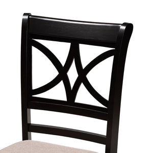 Baxton Studio Baxton Studio Mari 5-Piece Modern Dining Set: Beige Fabric & Dark Wood Round Table & Chairs Mari-Sand/Dark Brown-5PC Dining Set