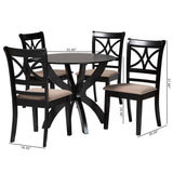 Baxton Studio Noemi Modern Beige Fabric and Dark Brown Finished Wood 5-Piece Dining Set