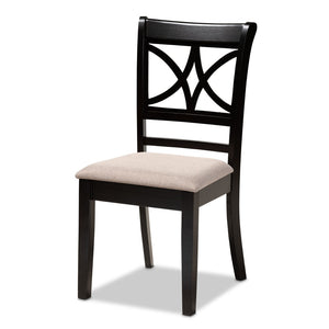 Baxton Studio Baxton Studio Modern 5-Piece Dining Set with Espresso Oak Finish and Stylish Upholstered Chairs Clarke Sand RH329C-Sand/Dark Brown-5PC Dining Set