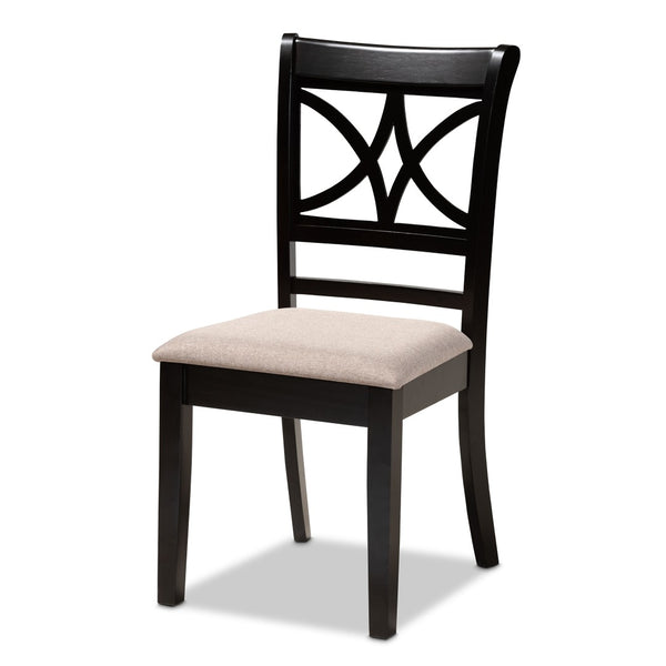 Baxton Studio Baxton Studio Modern 5-Piece Dining Set with Espresso Oak Finish and Stylish Upholstered Chairs Clarke Sand RH329C-Sand/Dark Brown-5PC Dining Set