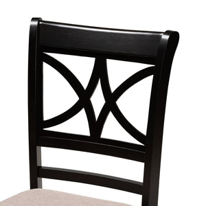 Baxton Studio Baxton Studio Modern 5-Piece Dining Set with Espresso Oak Finish and Stylish Upholstered Chairs Clarke Sand RH329C-Sand/Dark Brown-5PC Dining Set