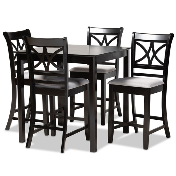 Baxton Studio Baxton Studio Chandler Modern 5-Piece Counter Height Pub Dining Set with Espresso Wood Finish Grey RH329P-Grey/Dark Brown-5PC Pub Set