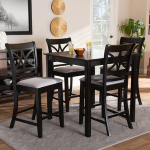 Baxton Studio Baxton Studio Chandler Modern 5-Piece Counter Height Pub Dining Set with Espresso Wood Finish Grey RH329P-Grey/Dark Brown-5PC Pub Set