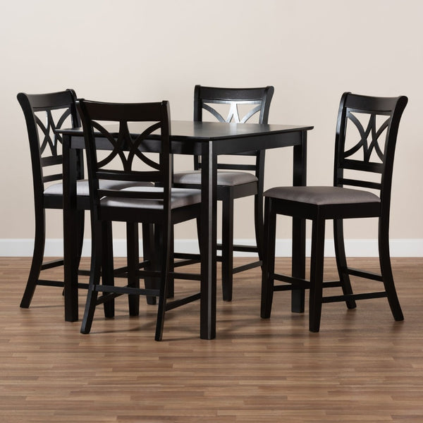 Baxton Studio Baxton Studio Chandler Modern 5-Piece Counter Height Pub Dining Set with Espresso Wood Finish Grey RH329P-Grey/Dark Brown-5PC Pub Set