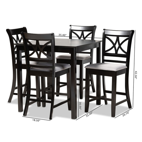 Baxton Studio Baxton Studio Chandler Modern 5-Piece Counter Height Pub Dining Set with Espresso Wood Finish Grey RH329P-Grey/Dark Brown-5PC Pub Set