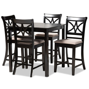 Baxton Studio Baxton Studio Chandler Modern 5-Piece Counter Height Pub Dining Set with Espresso Wood Finish Sand RH329P-Sand/Dark Brown-5PC Pub Set
