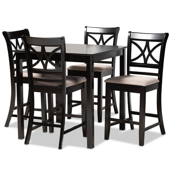 Baxton Studio Baxton Studio Chandler Modern 5-Piece Counter Height Pub Dining Set with Espresso Wood Finish Sand RH329P-Sand/Dark Brown-5PC Pub Set