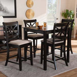Baxton Studio Baxton Studio Chandler Modern 5-Piece Counter Height Pub Dining Set with Espresso Wood Finish Sand RH329P-Sand/Dark Brown-5PC Pub Set
