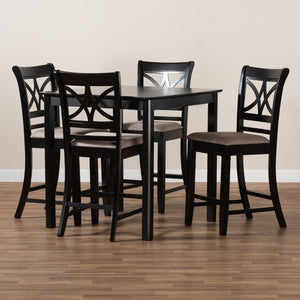 Baxton Studio Baxton Studio Chandler Modern 5-Piece Counter Height Pub Dining Set with Espresso Wood Finish Sand RH329P-Sand/Dark Brown-5PC Pub Set