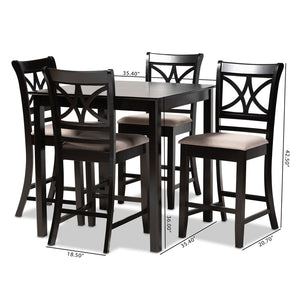 Baxton Studio Baxton Studio Chandler Modern 5-Piece Counter Height Pub Dining Set with Espresso Wood Finish Sand RH329P-Sand/Dark Brown-5PC Pub Set