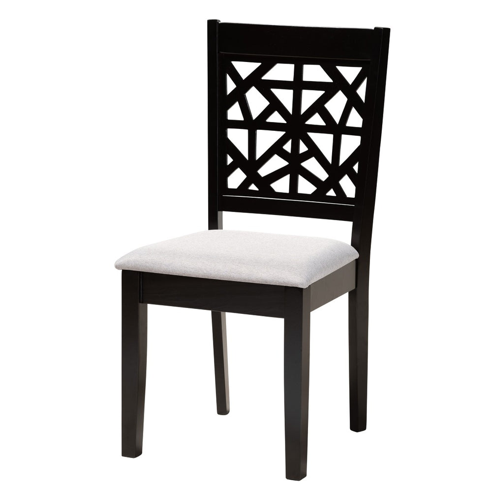 Baxton Studio Baxton Modern 5-Piece Dining Set with Grey Upholstered Chairs and Dark Brown Finished Wood Table Aiden Aiden-Grey/Dark Brown-5PC Dining Set