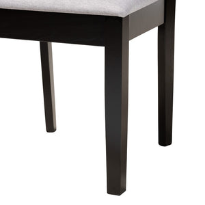 Baxton Studio Baxton Modern 5-Piece Dining Set with Grey Upholstered Chairs and Dark Brown Finished Wood Table Aiden Aiden-Grey/Dark Brown-5PC Dining Set