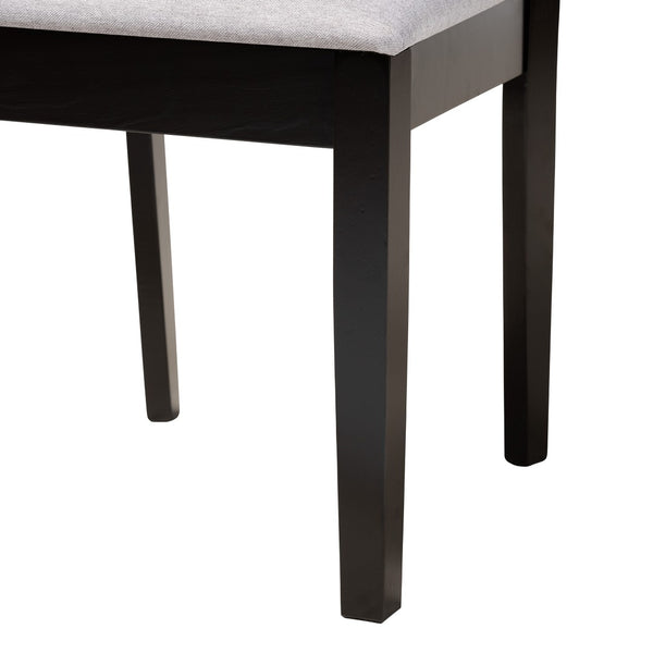 Baxton Studio Baxton Modern 5-Piece Dining Set with Grey Upholstered Chairs and Dark Brown Finished Wood Table Aiden Aiden-Grey/Dark Brown-5PC Dining Set