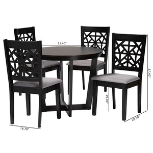 Baxton Studio Baxton Studio Jamie Modern 5-Piece Dining Set with Sculptural Table and Stylish Upholstered Chairs Grey Jamie-Grey/Dark Brown-5PC Dining Set