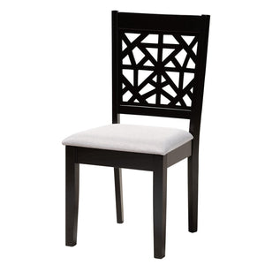 Baxton Studio Baxton Studio Jamie Modern 5-Piece Dining Set with Sculptural Table and Stylish Upholstered Chairs Grey Jamie-Grey/Dark Brown-5PC Dining Set