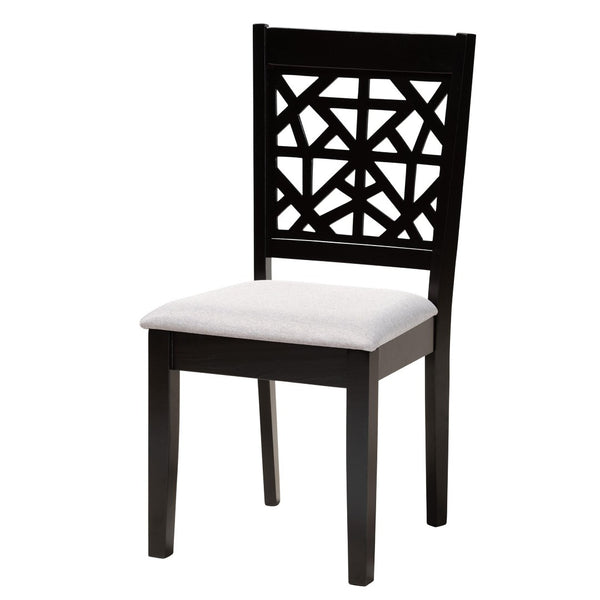 Baxton Studio Baxton Studio Jamie Modern 5-Piece Dining Set with Sculptural Table and Stylish Upholstered Chairs Grey Jamie-Grey/Dark Brown-5PC Dining Set