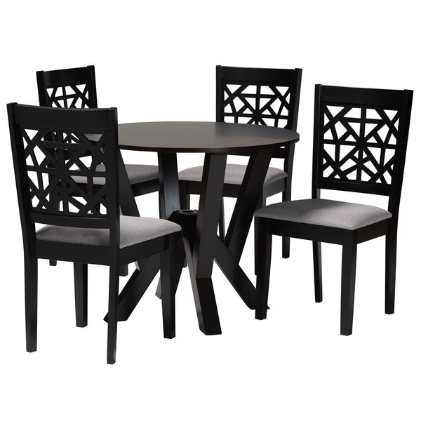 Baxton Studio Baxton Studio Felice Modern 5-Piece Dining Set - Grey Fabric & Dark Brown Wood, Stylish & Durable Felice-Grey/Dark Brown-5PC Dining Set