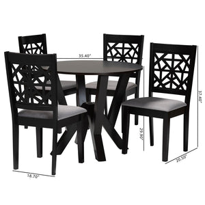 Baxton Studio Baxton Studio Felice Modern 5-Piece Dining Set - Grey Fabric & Dark Brown Wood, Stylish & Durable Felice-Grey/Dark Brown-5PC Dining Set