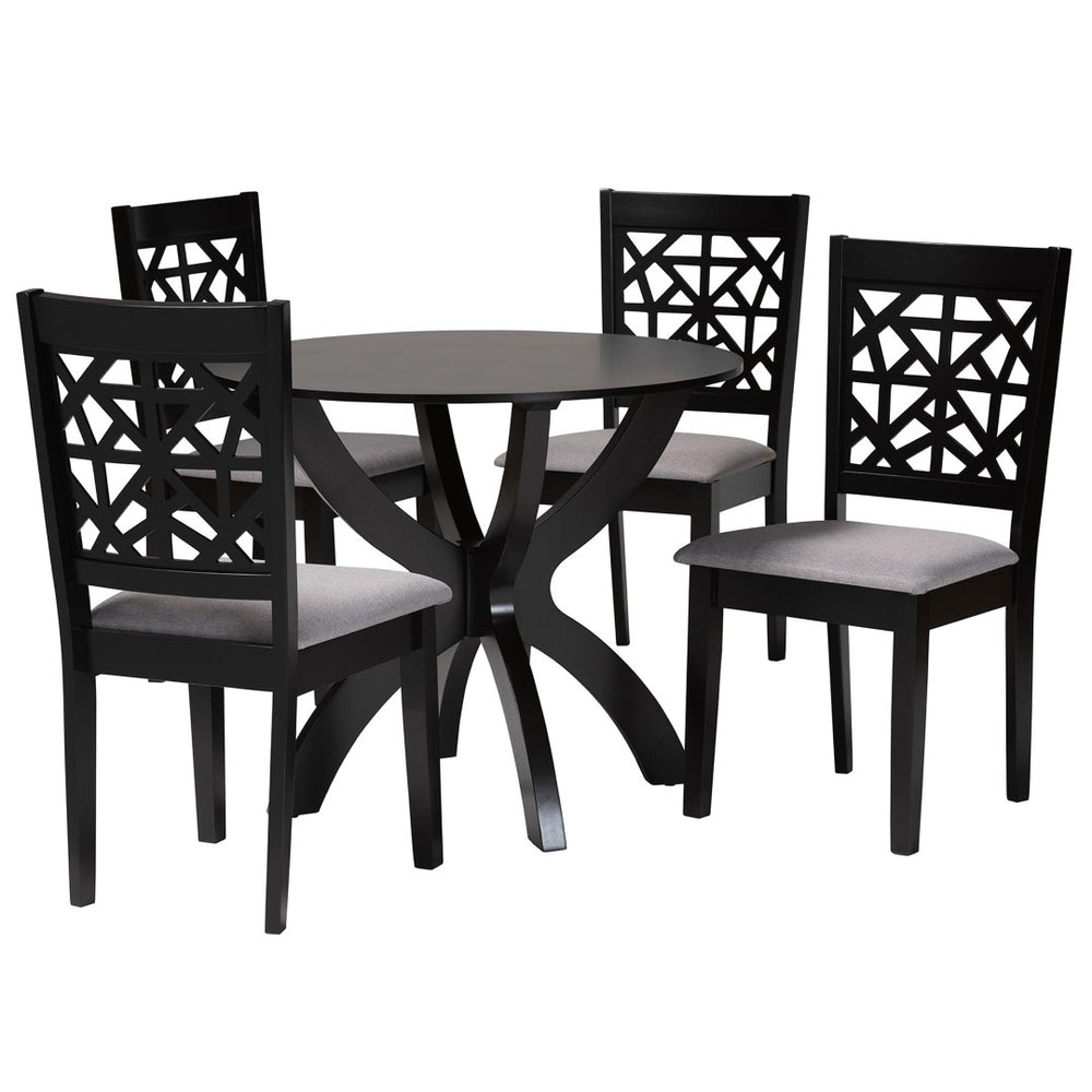 Baxton Studio Baxton Studio Lena 5-Piece Modern Dining Set with Grey Upholstery & Dark Brown Wood Finish Lena-Grey/Dark Brown-5PC Dining Set