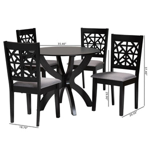 Baxton Studio Baxton Studio Lena 5-Piece Modern Dining Set with Grey Upholstery & Dark Brown Wood Finish Lena-Grey/Dark Brown-5PC Dining Set