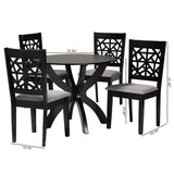 Baxton Studio Lena Modern Grey Fabric and Dark Brown Finished Wood 5-Piece Dining Set