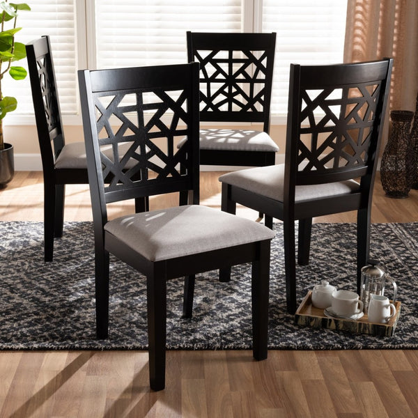 Baxton Studio Baxton Studio Jackson 4-Piece Dining Chair Set - Modern Grey Fabric & Espresso Wood for Stylish Comfort RH310C-Grey/Dark Brown-DC-4PK