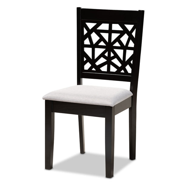 Baxton Studio Baxton Jackson 5-Piece Modern Grey Fabric Dining Set with Espresso Wood Finish for Stylish Spaces RH310C-Grey/Dark Brown-5PC Dining Set