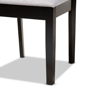 Baxton Studio Baxton Jackson 5-Piece Modern Grey Fabric Dining Set with Espresso Wood Finish for Stylish Spaces RH310C-Grey/Dark Brown-5PC Dining Set