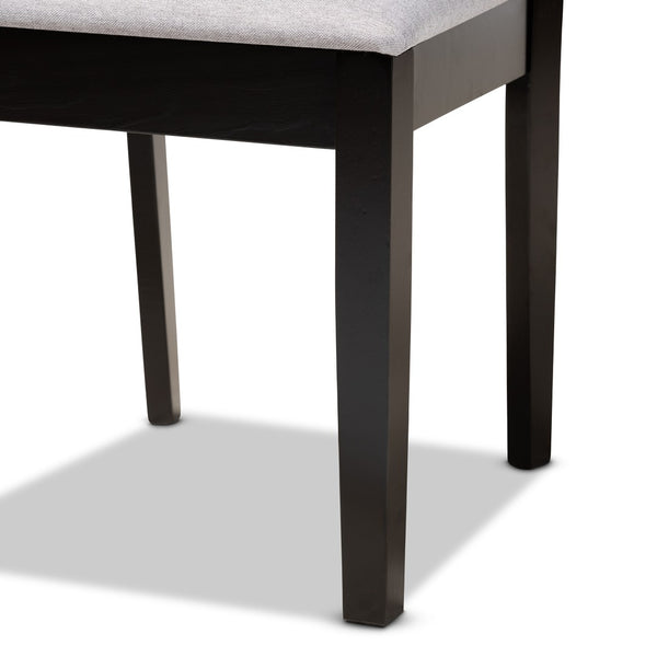 Baxton Studio Baxton Jackson 5-Piece Modern Grey Fabric Dining Set with Espresso Wood Finish for Stylish Spaces RH310C-Grey/Dark Brown-5PC Dining Set