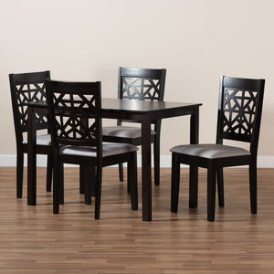 Baxton Studio Baxton Jackson 5-Piece Modern Grey Fabric Dining Set with Espresso Wood Finish for Stylish Spaces RH310C-Grey/Dark Brown-5PC Dining Set