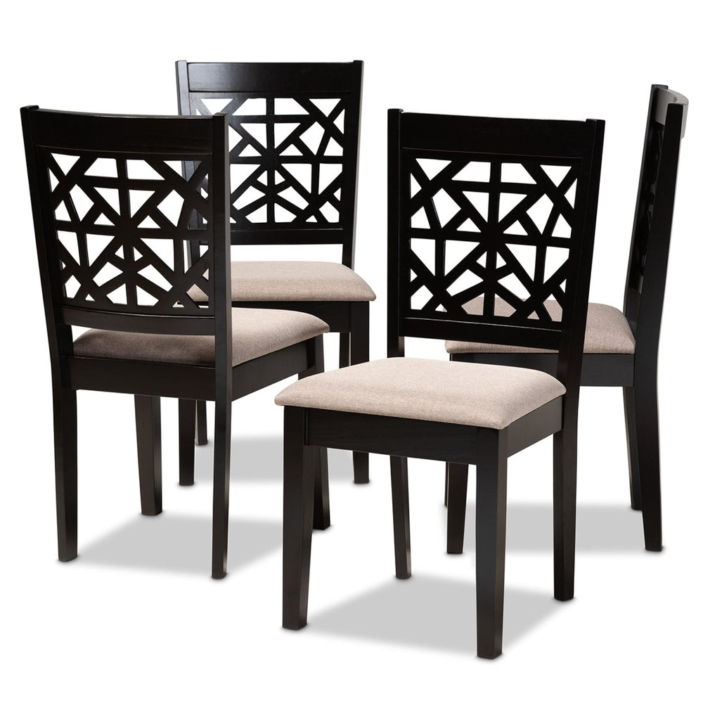 Baxton Studio Baxton Jackson Modern Dining Chair Set - 4-Piece Espresso & Fabric Upholstered for Comfort & Style RH310C-Sand/Dark Brown-DC-4PK