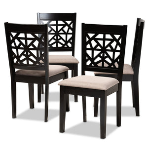 Baxton Studio Baxton Jackson Modern Dining Chair Set - 4-Piece Espresso & Fabric Upholstered for Comfort & Style RH310C-Sand/Dark Brown-DC-4PK