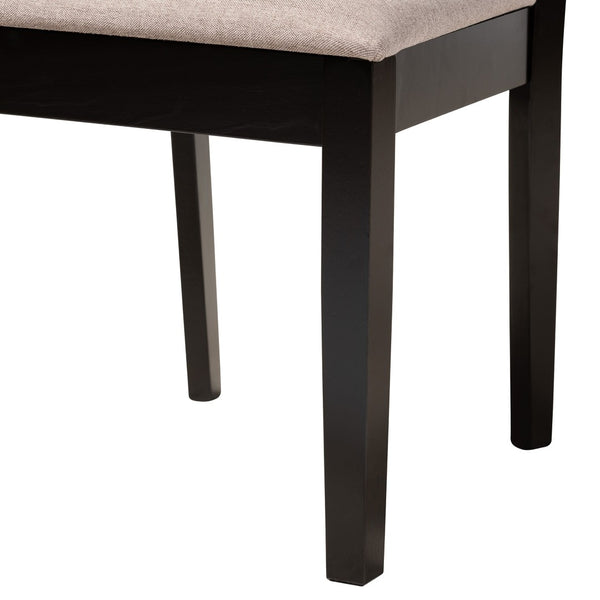 Baxton Studio Baxton Modern Grey Fabric and Espresso Wood 5-Piece Dining Set for Stylish Comfort and Elegance Karel Beige Karel-Sand/Dark Brown-5PC Dining Set