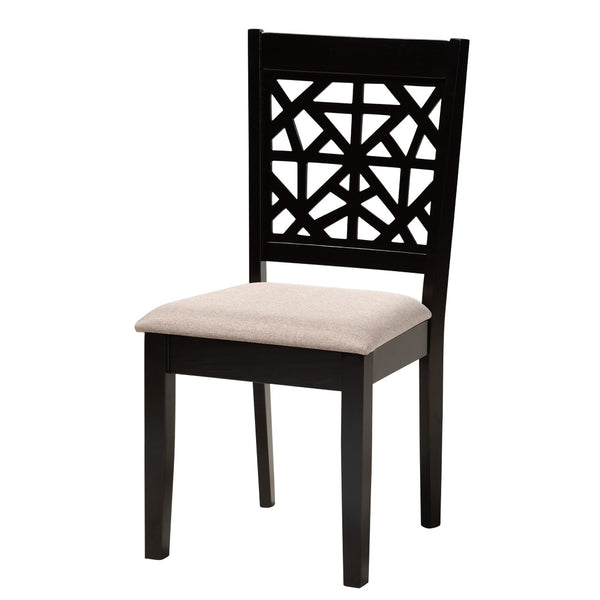 Baxton Studio Baxton Modern 5-Piece Dining Set with Grey Upholstered Chairs and Dark Brown Finished Wood Table Aiden Beige Alice-Sand/Dark Brown-5PC Dining Set