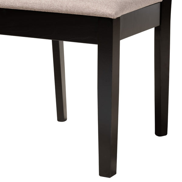 Baxton Studio Baxton Modern 5-Piece Dining Set with Grey Upholstered Chairs and Dark Brown Finished Wood Table Aiden Beige Alice-Sand/Dark Brown-5PC Dining Set