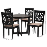 Baxton Studio Jamie Moden Beige Fabric and Dark Brown Finished Wood 5-Piece Dining Set