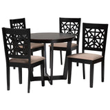 Baxton Studio Jamie Moden Beige Fabric and Dark Brown Finished Wood 5-Piece Dining Set