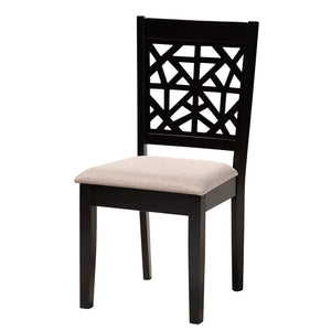 Baxton Studio Baxton Studio Jamie Modern 5-Piece Dining Set with Sculptural Table and Stylish Upholstered Chairs Beige Jamie-Sand/Dark Brown-5PC Dining Set