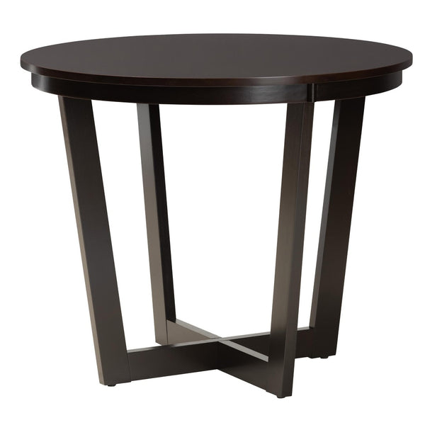 Baxton Studio Baxton Studio Jamie Modern 5-Piece Dining Set with Sculptural Table and Stylish Upholstered Chairs Beige Jamie-Sand/Dark Brown-5PC Dining Set