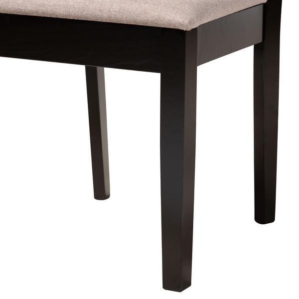 Baxton Studio Baxton Studio Jamie Modern 5-Piece Dining Set with Sculptural Table and Stylish Upholstered Chairs Beige Jamie-Sand/Dark Brown-5PC Dining Set