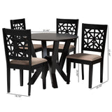 Baxton Studio Felice Modern Beige Fabric and Dark Brown Finished Wood 5-Piece Dining Set