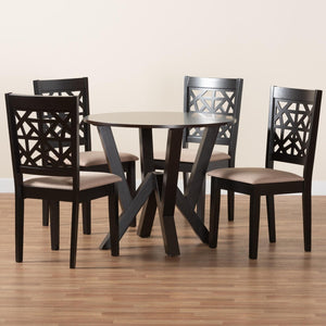 Baxton Studio Baxton Studio Felice Modern 5-Piece Dining Set with Stylish Round Table and Plush Beige Chairs Felice-Sand/Dark Brown-5PC Dining Set