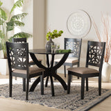 Baxton Studio Lena Modern Beige Fabric and Dark Brown Finished Wood 5-Piece Dining Set